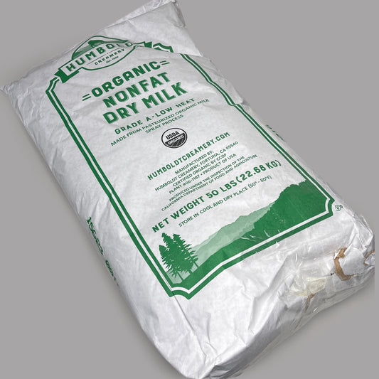 ZA@ HUMBOLDT (DAMAGED) CREAMERY Organic Non Fat Powdered Dry Milk 50 lb bag (AS-IS)