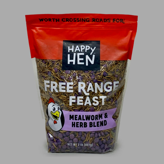 HAPPY HEN Free Range Feast Mealworm & Herb Blend 2 lbs 810029430012