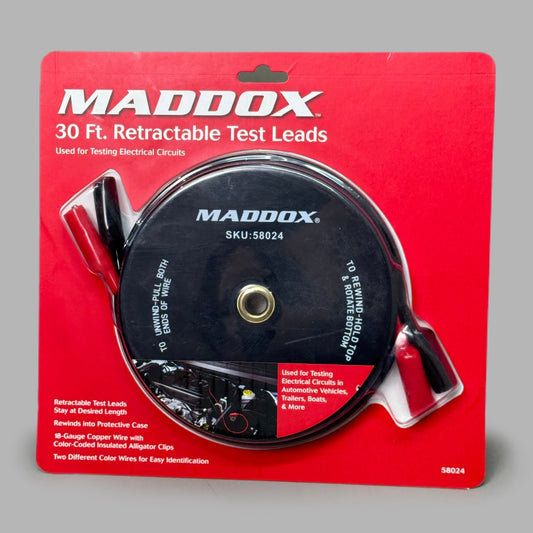 MADDOX 30ft Retractable Test Leads: Used for Testing Electrical Circuits 58024