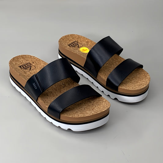 REEF Cushion Vista Hi Vegan Leather Sandals Women's Shoes Sz 8 Black RFOA3YP5BLA