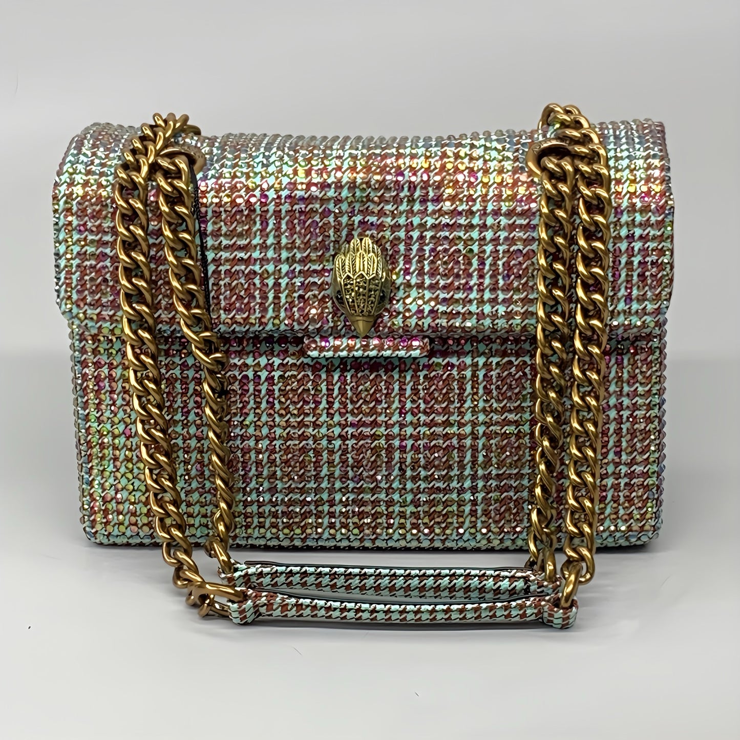 KURT GEIGER Kensington Tan Comb Fabric Day Bag 11" x 8.5" Multi-Color 2690536609 New