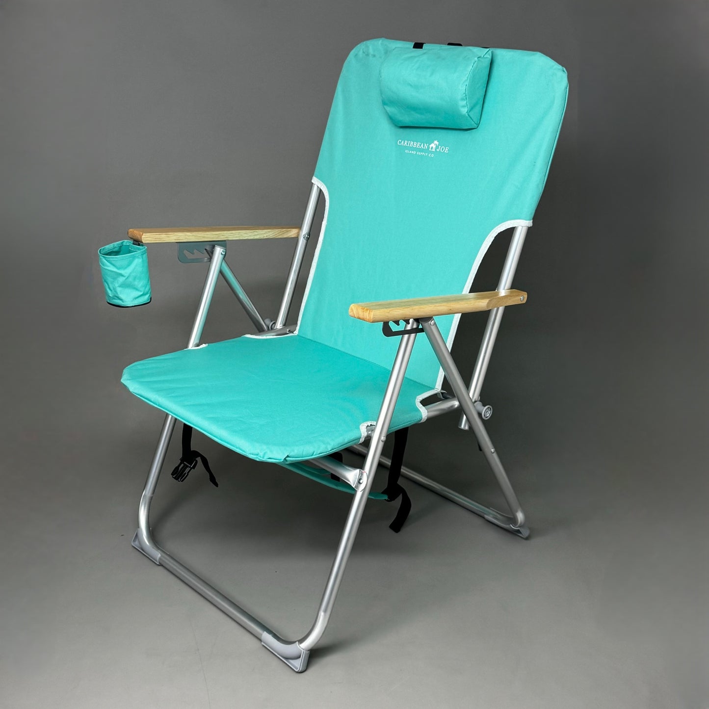 CARIBBEAN JOE 4-Position High Weight Capacity Beach Chair w/ Pillow Teal CJ-7779