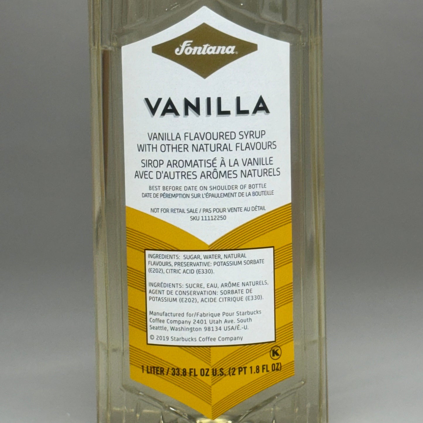 ZA@ STARBUCKS (4 PACK) Fontana Vanilla Flavored Syrup 33.8 fl oz/bottle BB 04/26 As-Is