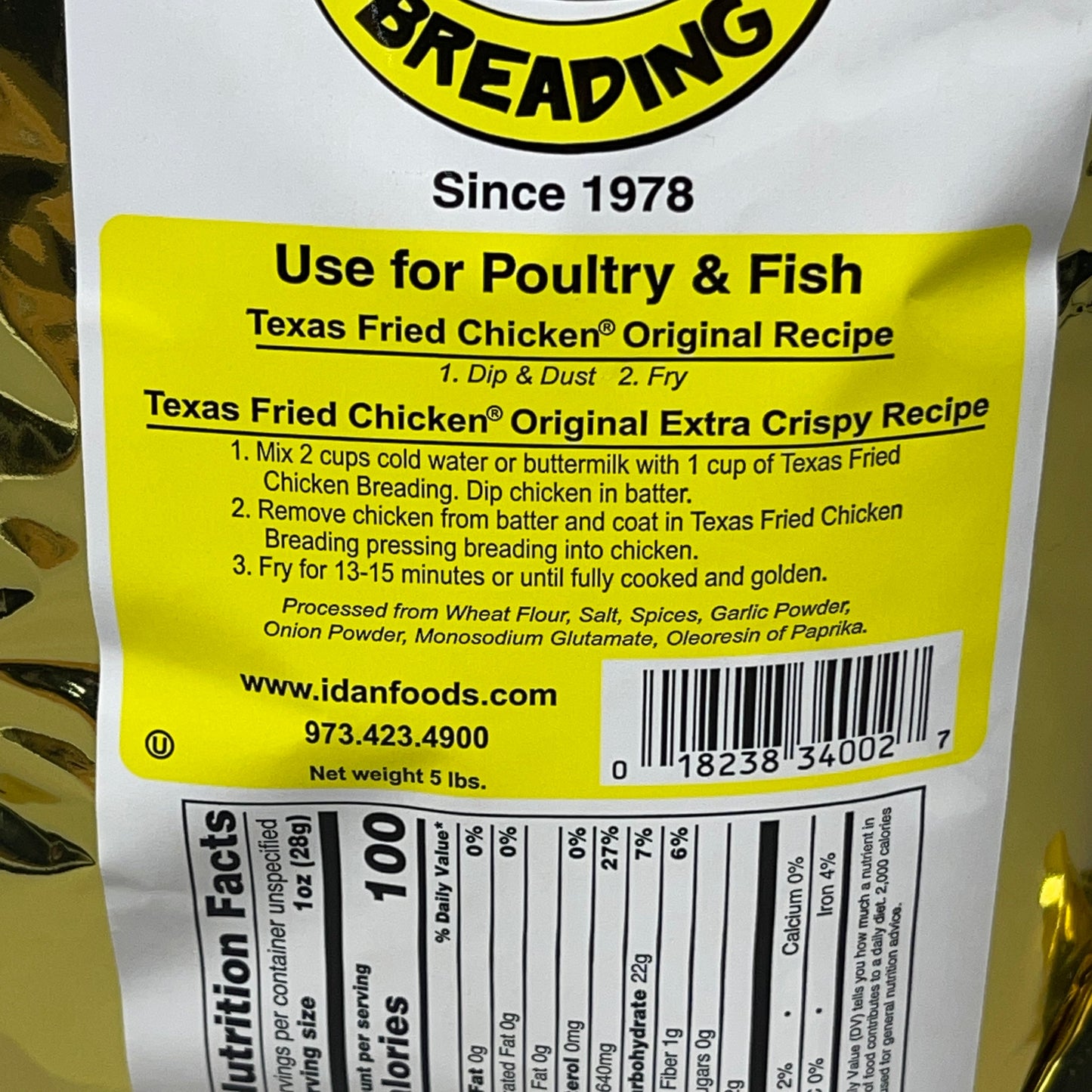 ZA@ TEXAS BREADING Texas Fried Chicken Breading 5 lb Bag Original Extra Crispy BB 02/2027