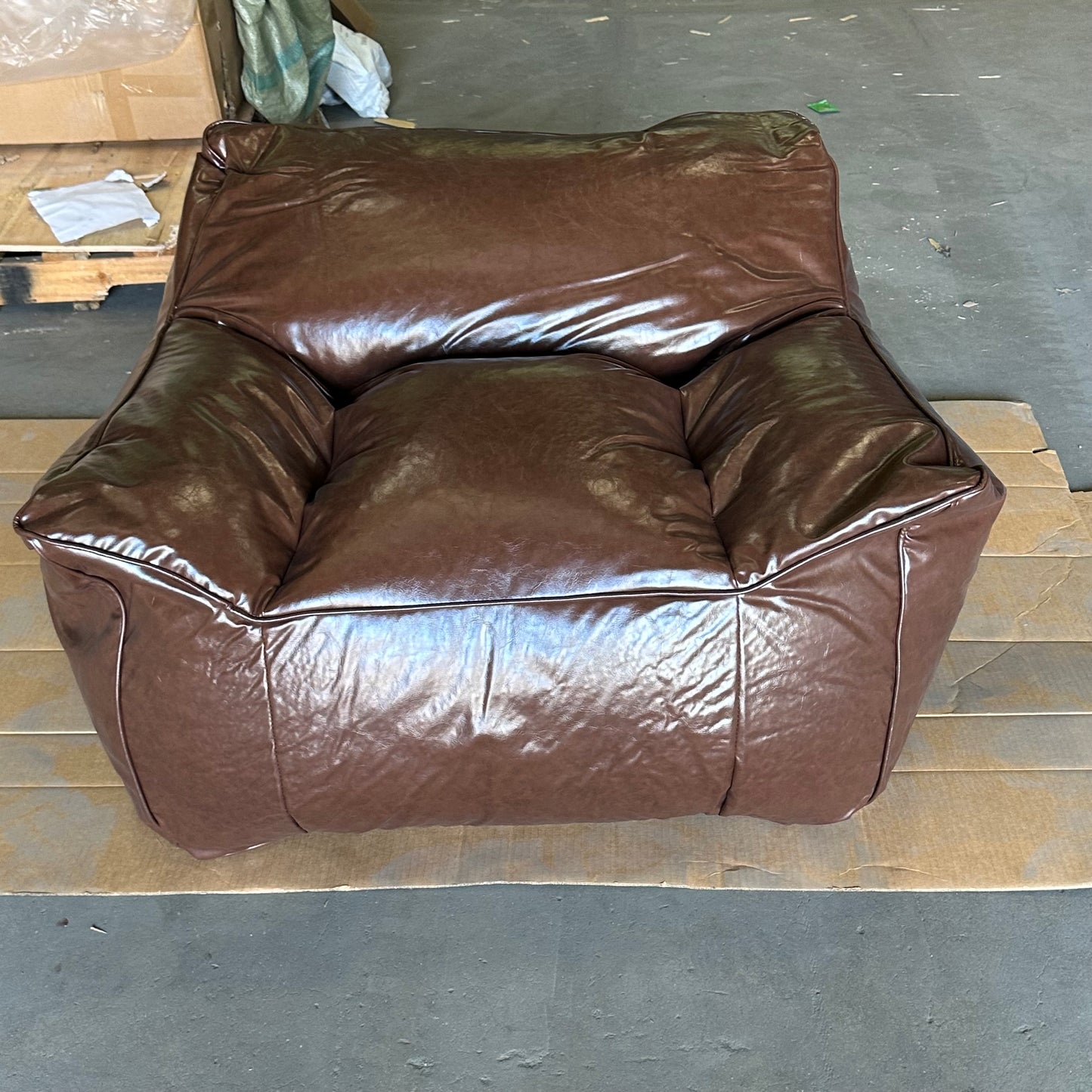 ZA@ SXB Faux Leather Bean Bag Chair Cyan Retro Brown (New)
