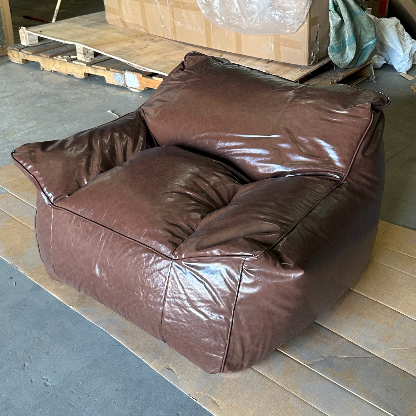 ZA@ SXB Faux Leather Bean Bag Chair Cyan Retro Brown (New)