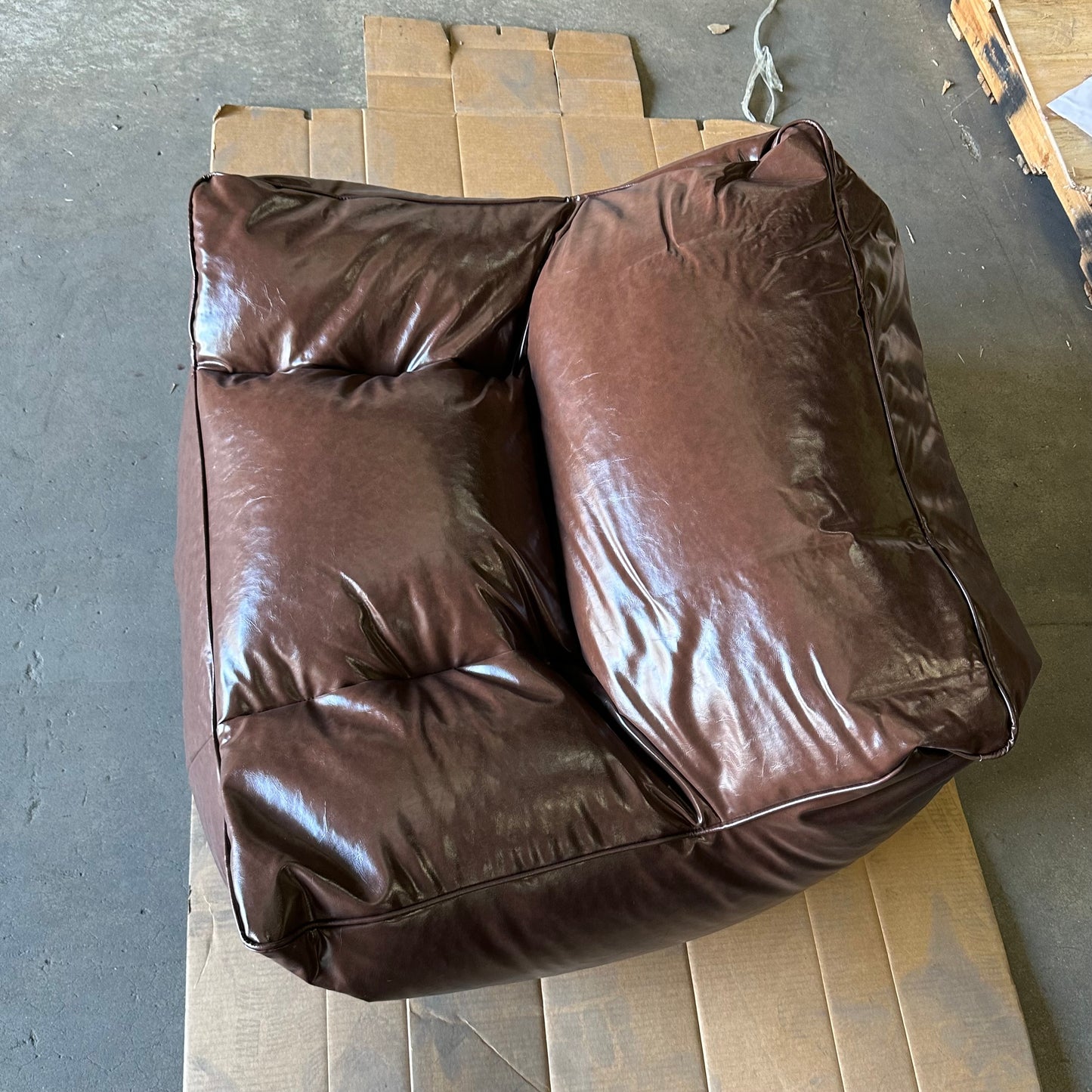ZA@ SXB Faux Leather Bean Bag Chair Cyan Retro Brown (New)