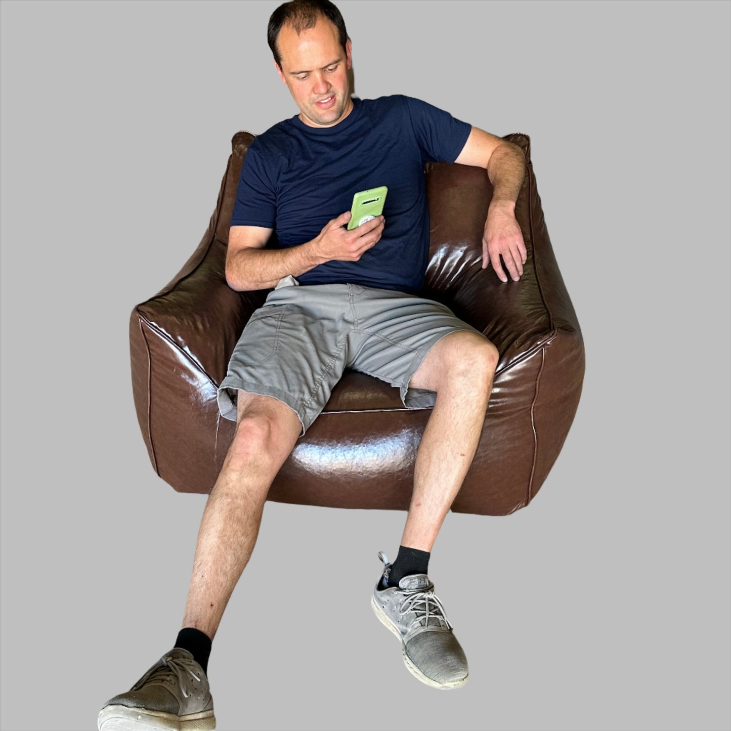 ZA@ SXB Faux Leather Bean Bag Chair Cyan Retro Brown (New)