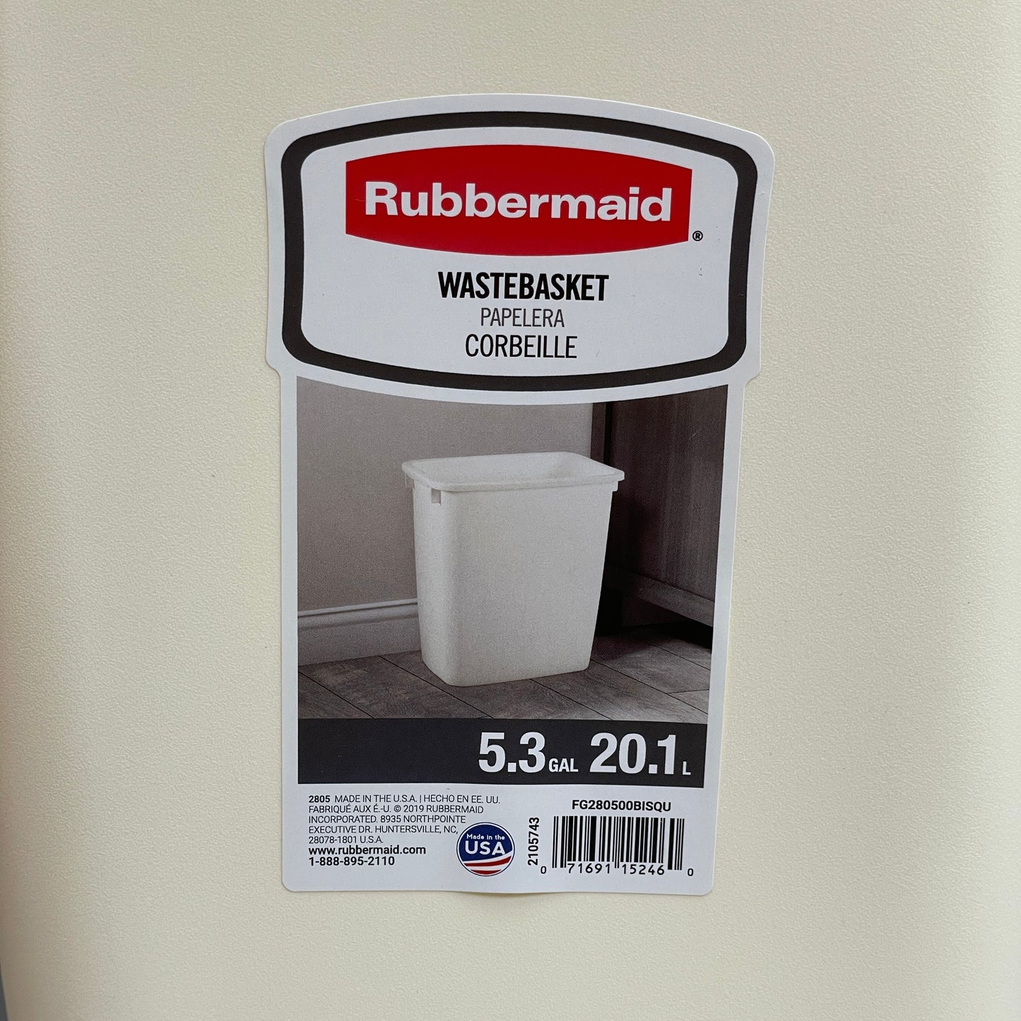 RUBBERMAID 6-PACK! Waste Baskets 5.3 Gal 20.1 L 2805 (New)
