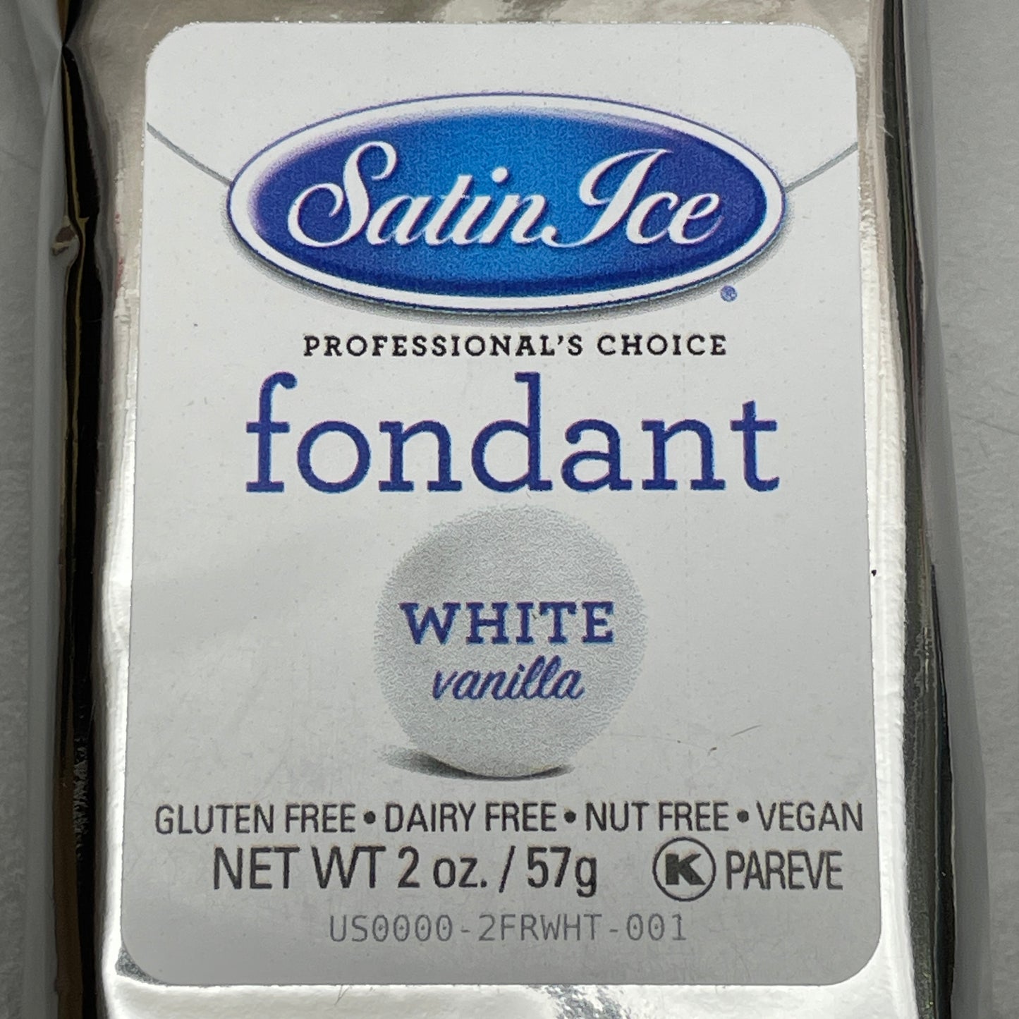 SATIN FINE FOODS Satin Ice Fondant White Vanilla 20 x 2 oz Packets of Fondant Best By 07/2024 (New)