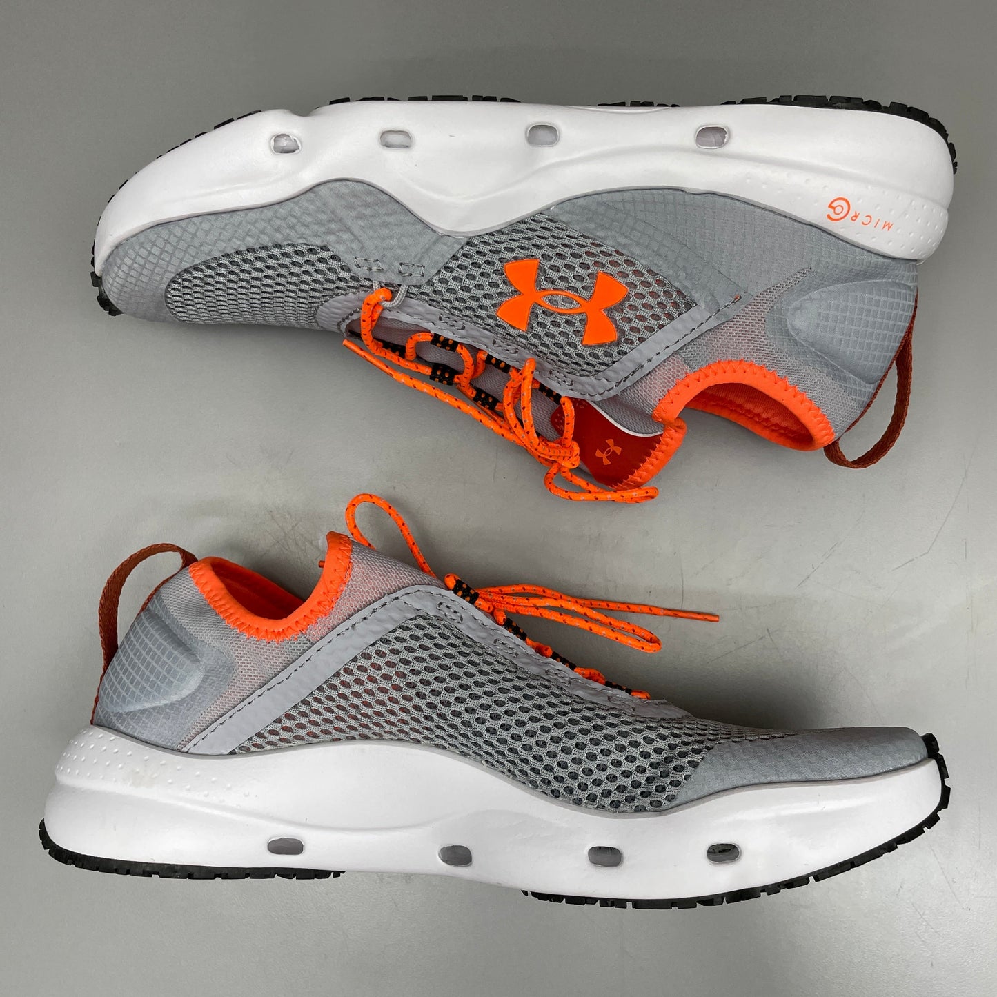 ZA@ UNDER ARMOUR Micro G Kilchis Running Sneaker Men's Sz 9.5 Grey/Neon Orange/White 3023739-103(New) A