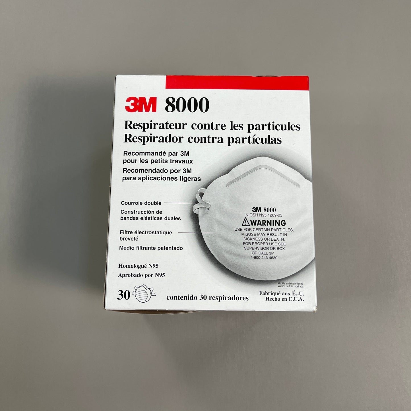 3M 8000 Particle Respirators N95 Mask (90-Pack) 1289-03 USA (New)