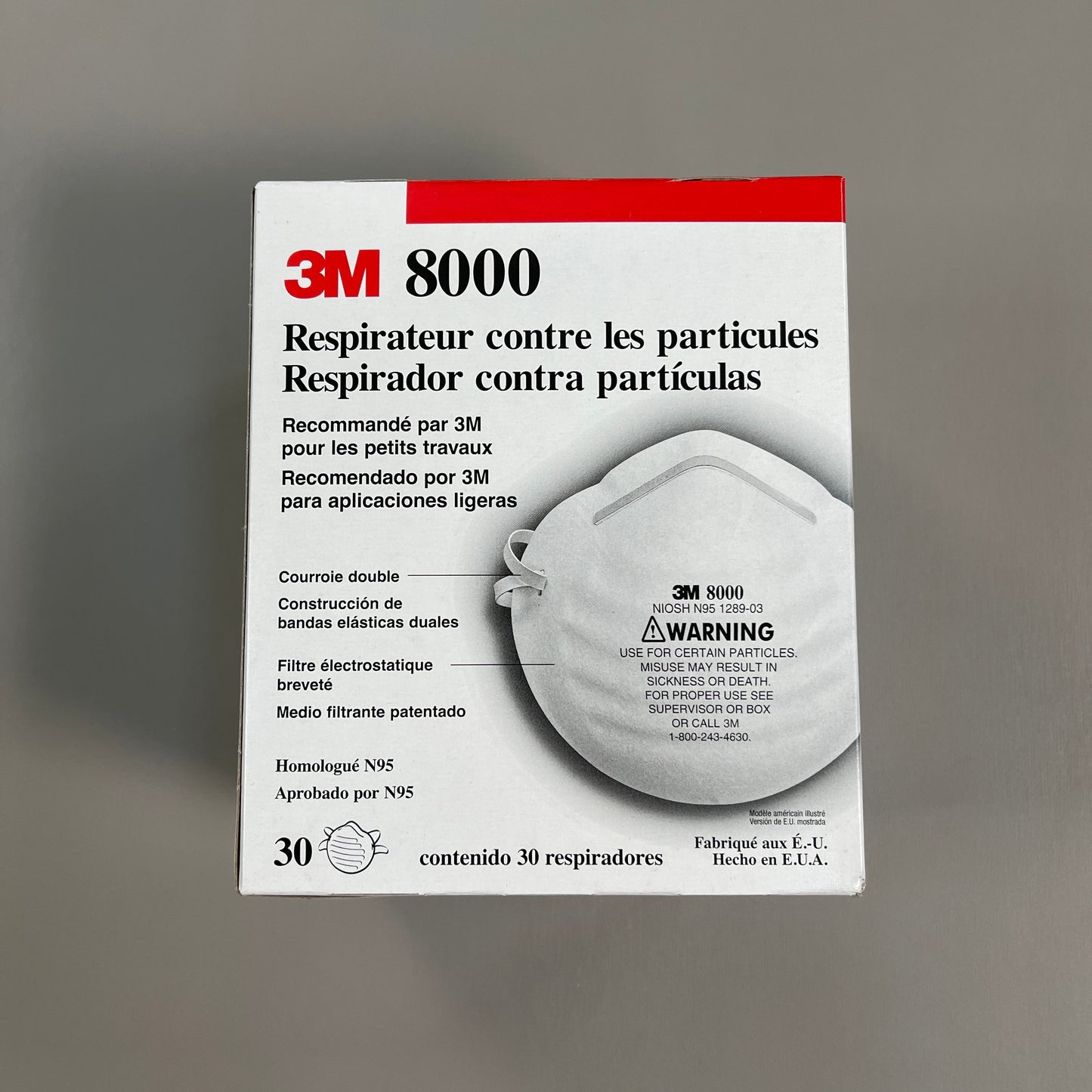 3M 8000 Particle Respirators N95 Mask (90-Pack) 1289-03 USA (New)