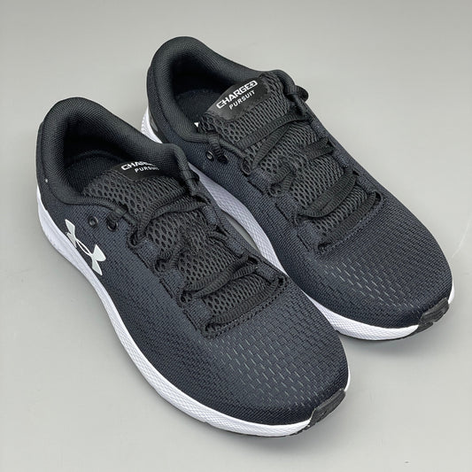 UNDER ARMOUR UA W Charged Pursuit 2 D Running Shoes Women's Sz 8 Black/White 3022604-001 (New)