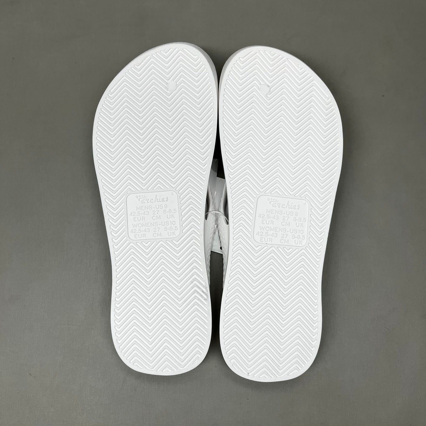 ARCHIES Arch Support Thongs HIGH SUPPORT Flip Flops Wmn's Sz 5 Men's Sz 4 White (New)