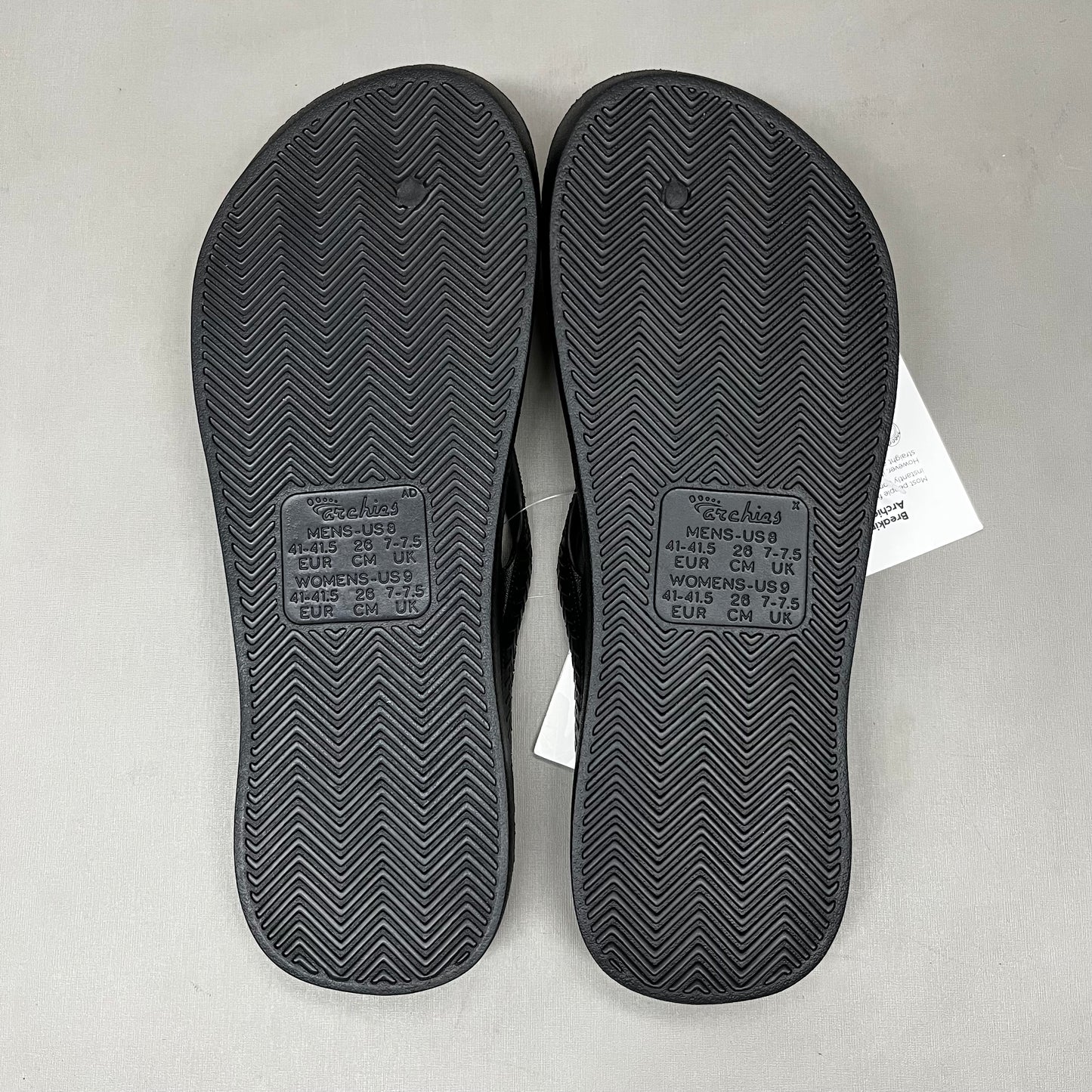 ARCHIES Arch Support Thongs HIGH SUPPORT Flip Flops Men's Sz 14 Black (New)