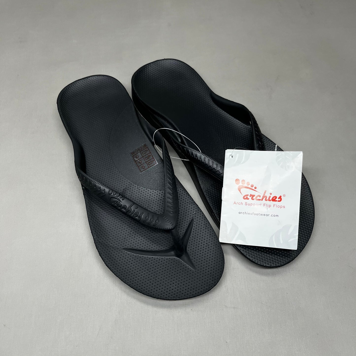 ARCHIES Arch Support Thongs HIGH SUPPORT Flip Flops Men's Sz 14 Black (New)