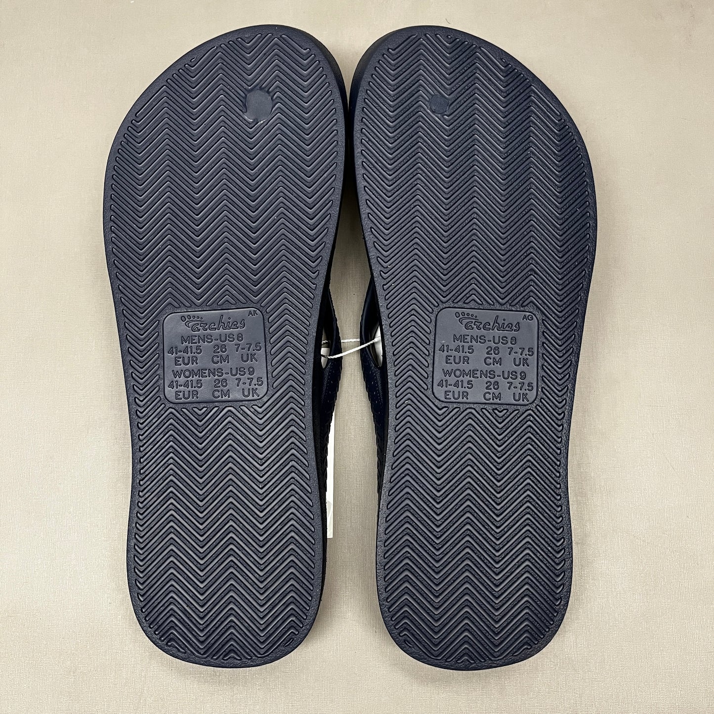 ARCHIES Arch Support Thongs HIGH SUPPORT Flip Flops Men's Sz 15 Navy Blue (New)