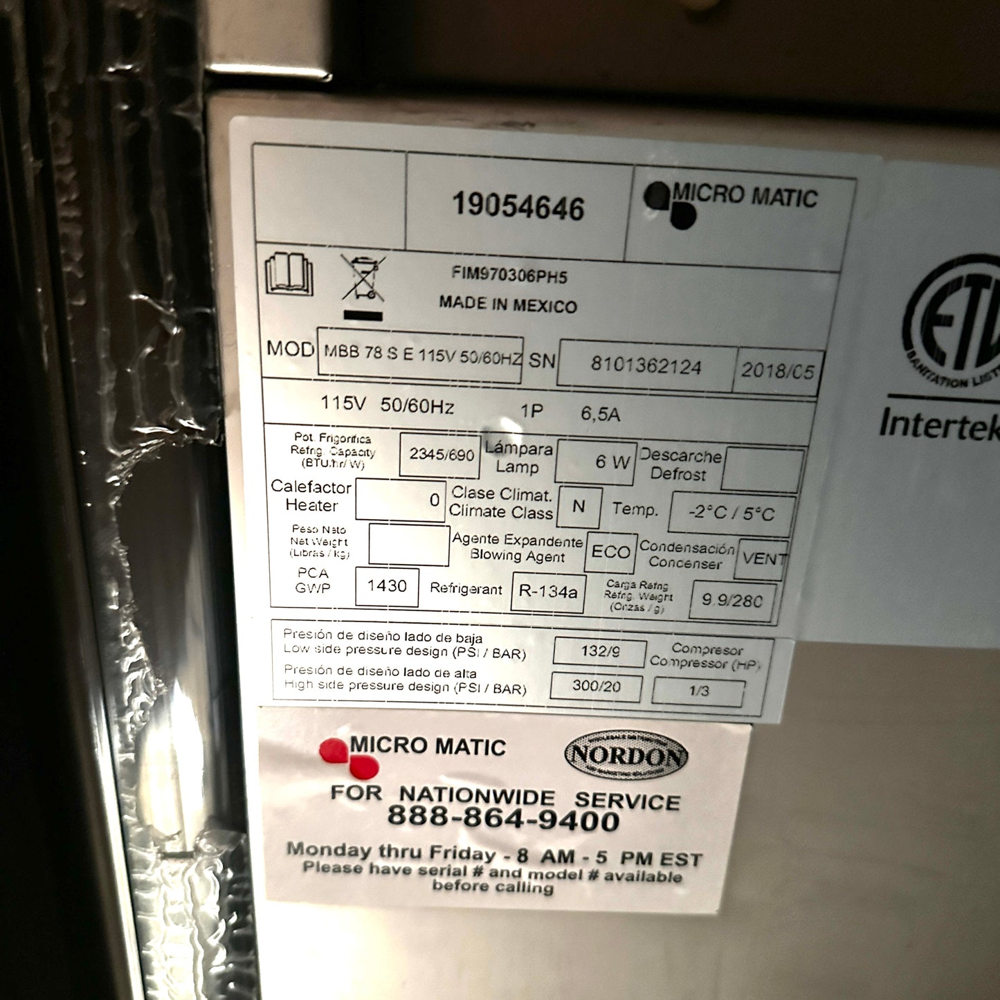 MICRO MATIC Pro-Line E-Series Refrigerated Back Bar Cabinet Three-section *MSRP $5,600* MBB78S-E