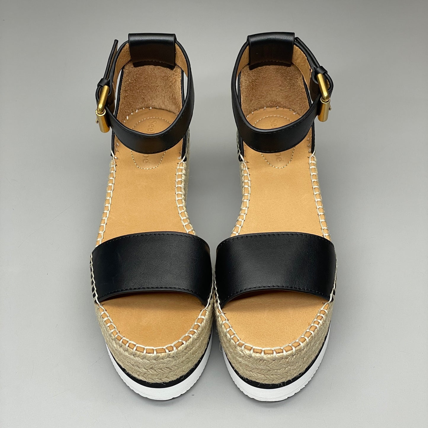 SEE BY CHLOÉ Glyn Calf Espadrille Platform Sandals Black Women's Sz 10 EU 40 SB32201A (New)