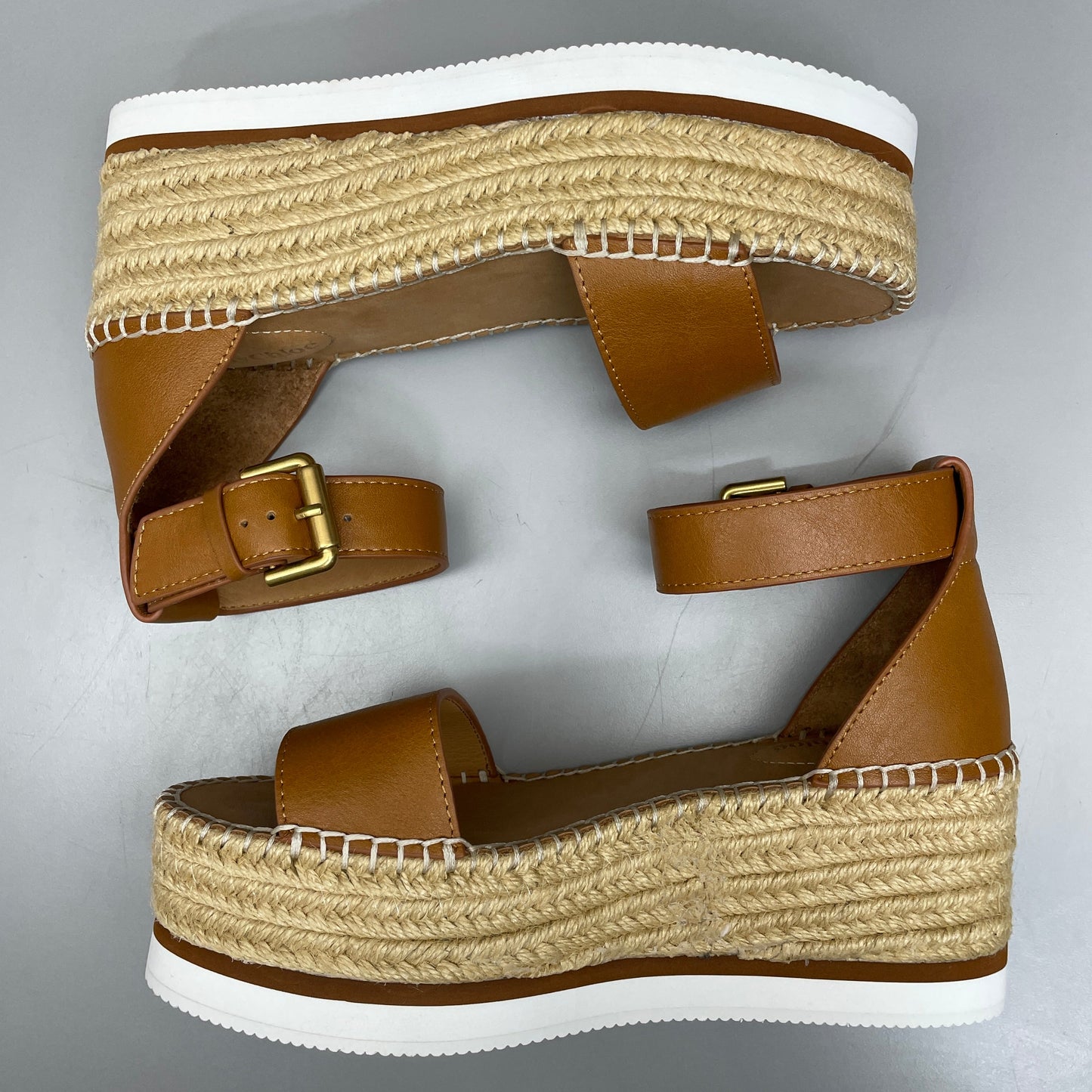 SEE BY CHLOÉ Glyn Calf Espadrille Platform Sandals Tan Women's Sz 9 EU 39 SB32201A (New)