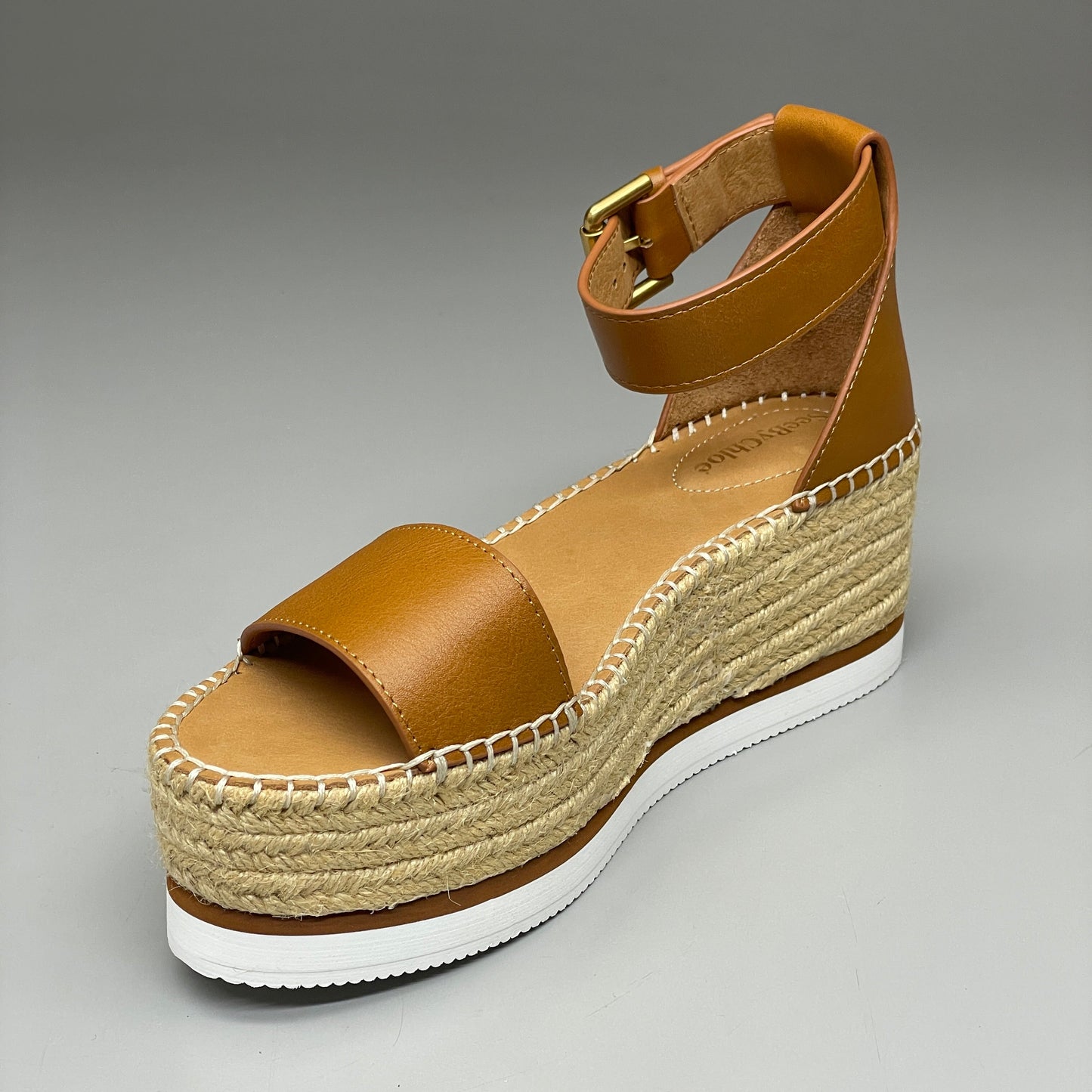 SEE BY CHLOÉ Glyn Calf Espadrille Platform Sandals Tan Women's Sz 10 EU 40 SB32201A (New)