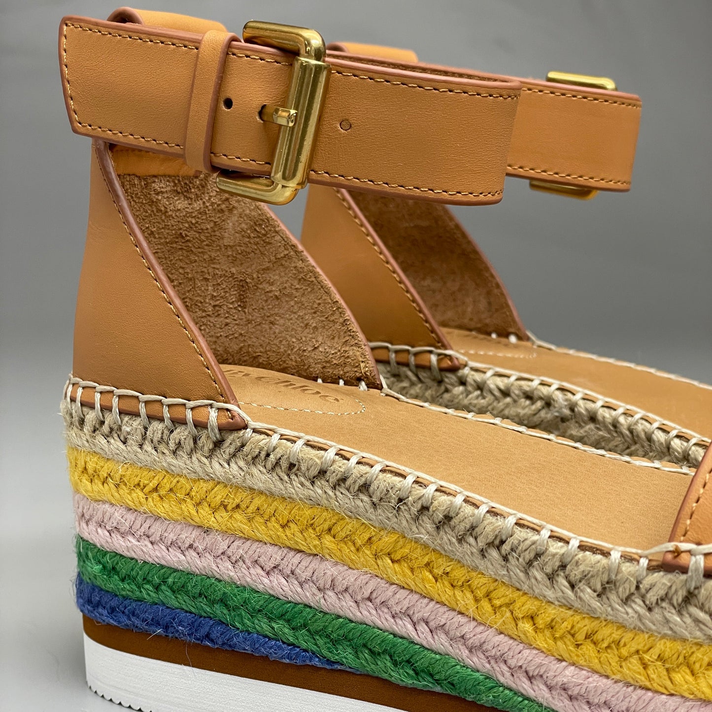 SEE BY CHLOÉ Glyn Espadrille Platform Ankle-Strap Sandals Multicolor Women's Sz 11 EU 41 SB32201D (New)