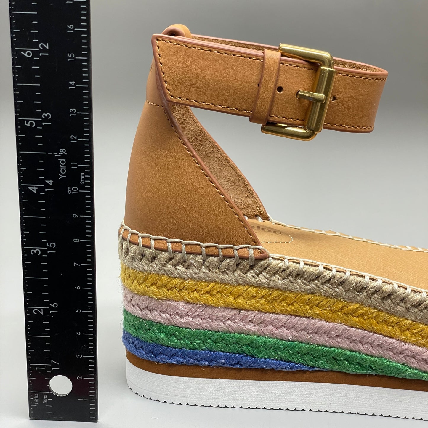 SEE BY CHLOÉ Glyn Espadrille Platform Ankle-Strap Sandals Multicolor Women's Sz 8 EU 38 SB32201D (New)