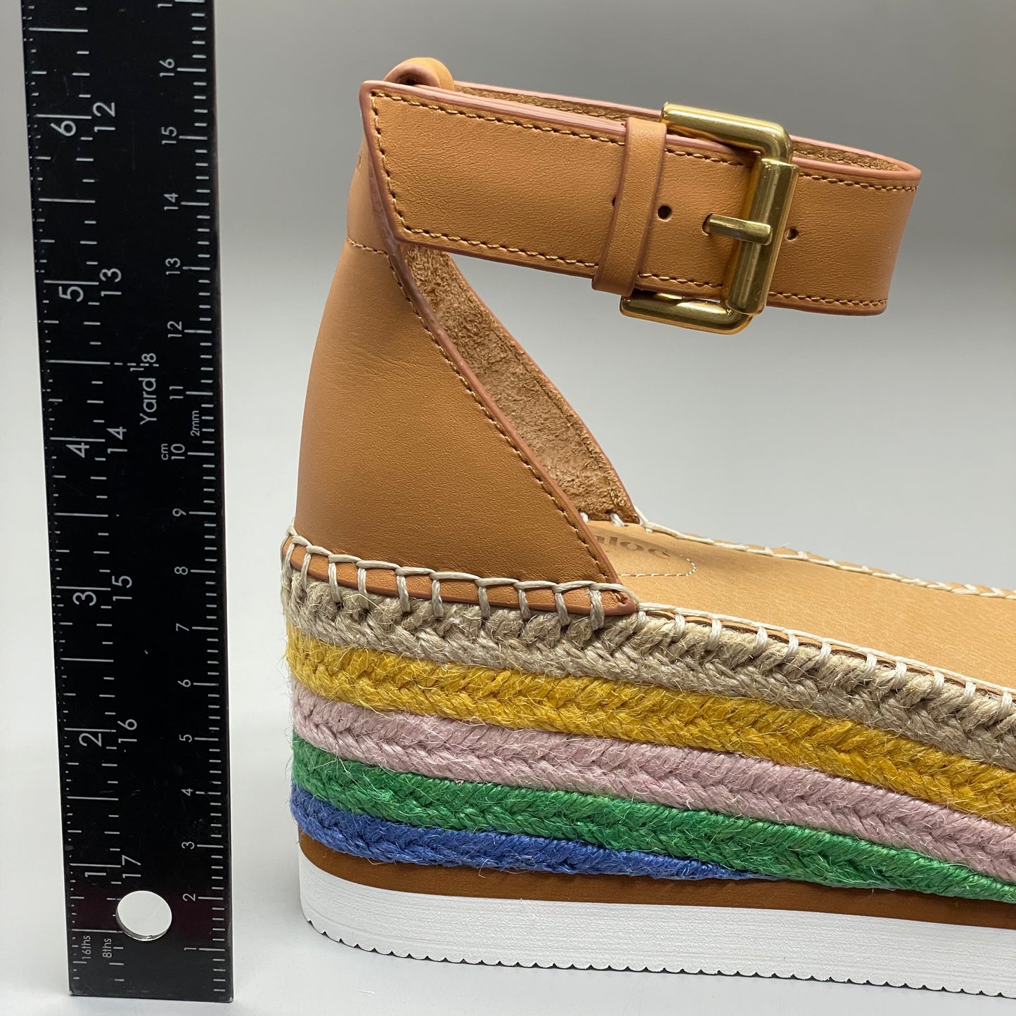 SEE BY CHLOÉ Glyn Espadrille Platform Ankle-Strap Sandals Multicolor Women's Sz 5 EU 35 SB32201D (New)