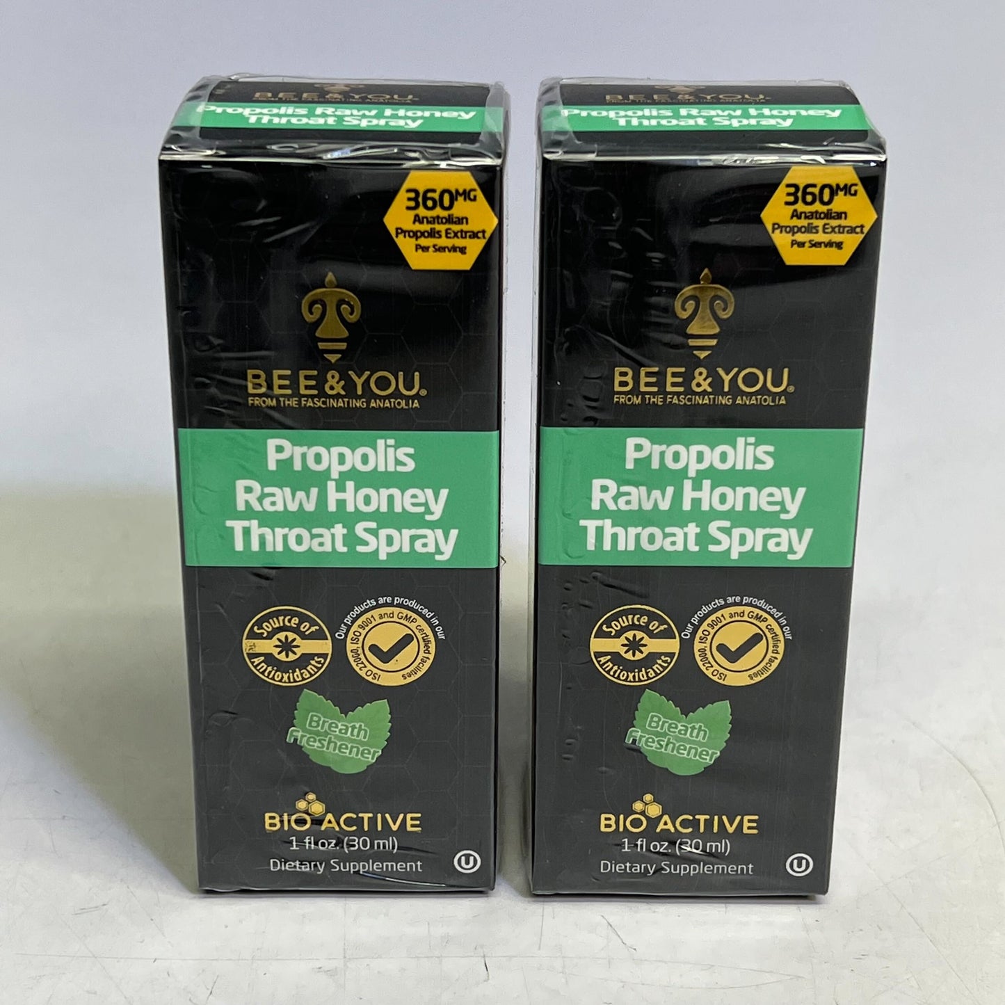 BEE & YOU (2 PACK) Propolis + Raw Honey Throat Spray Breath Freshener 1 Fl oz BB 11-27