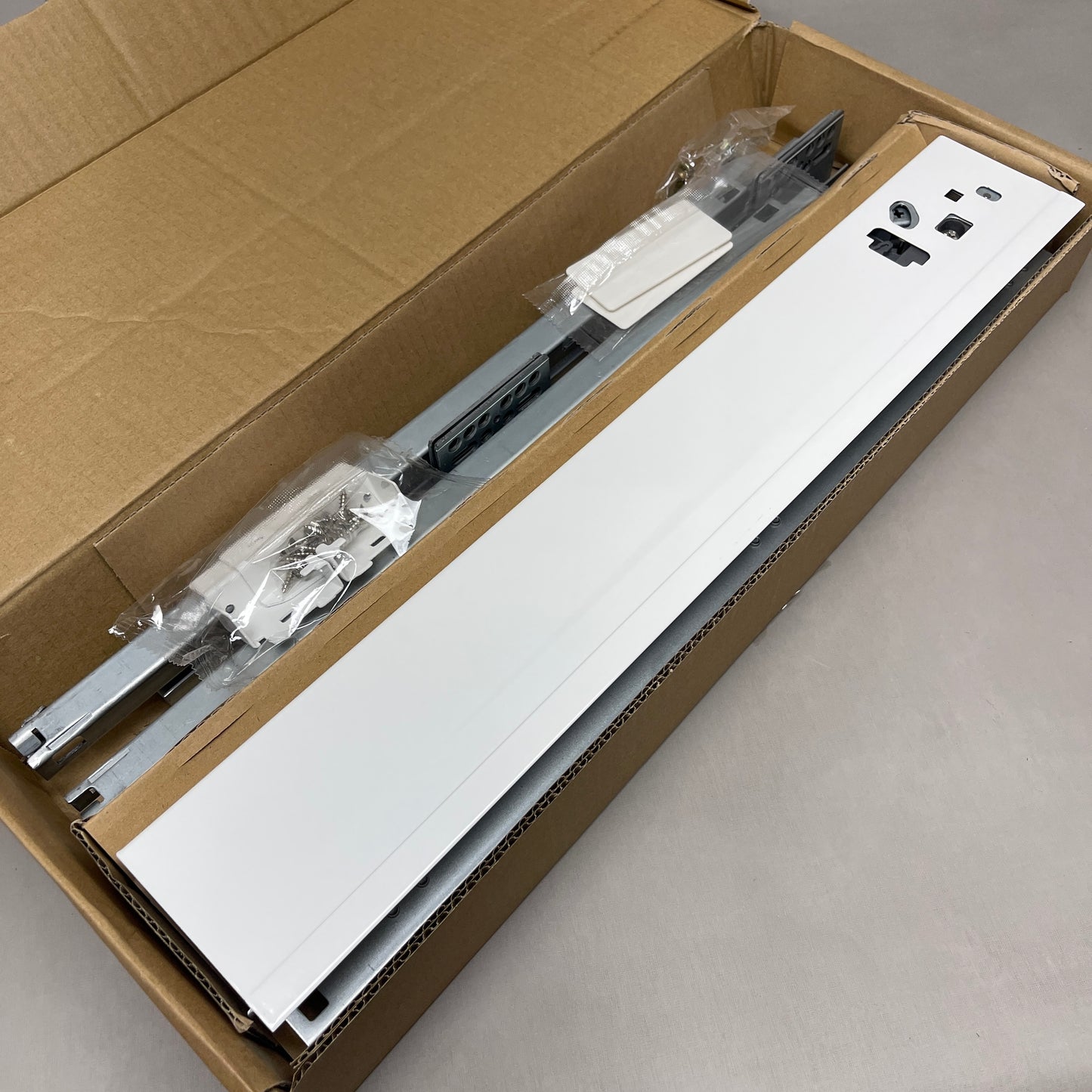 1-Pair of Soft-Close Lower Drawer Runner Kit (Drawer Glides, Slides) White B01500A (New)
