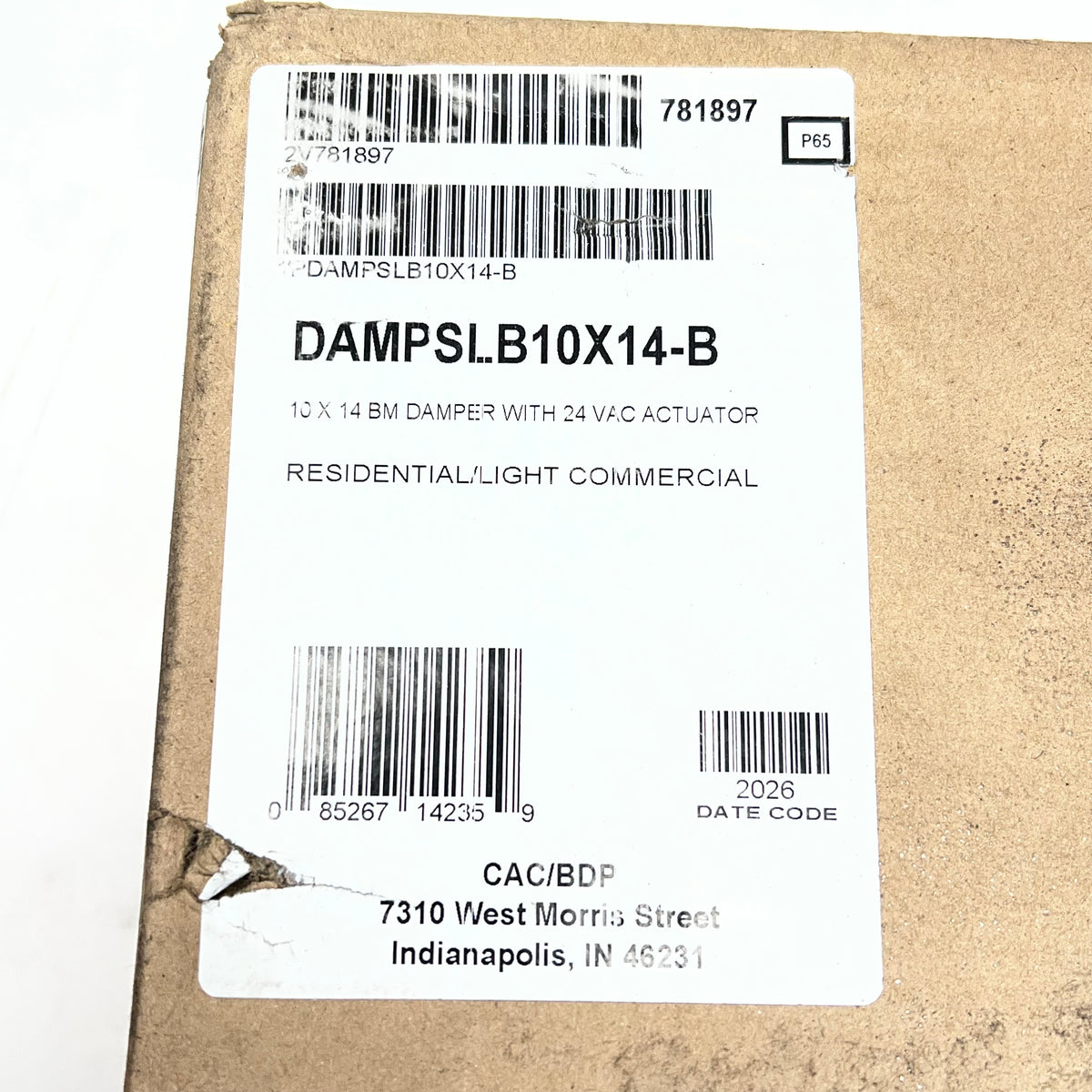 CARRIER 3-wire Rectangle Slip-in Zone Damper Bottom Mount 10"x14" DAMPSLB10X14-B
