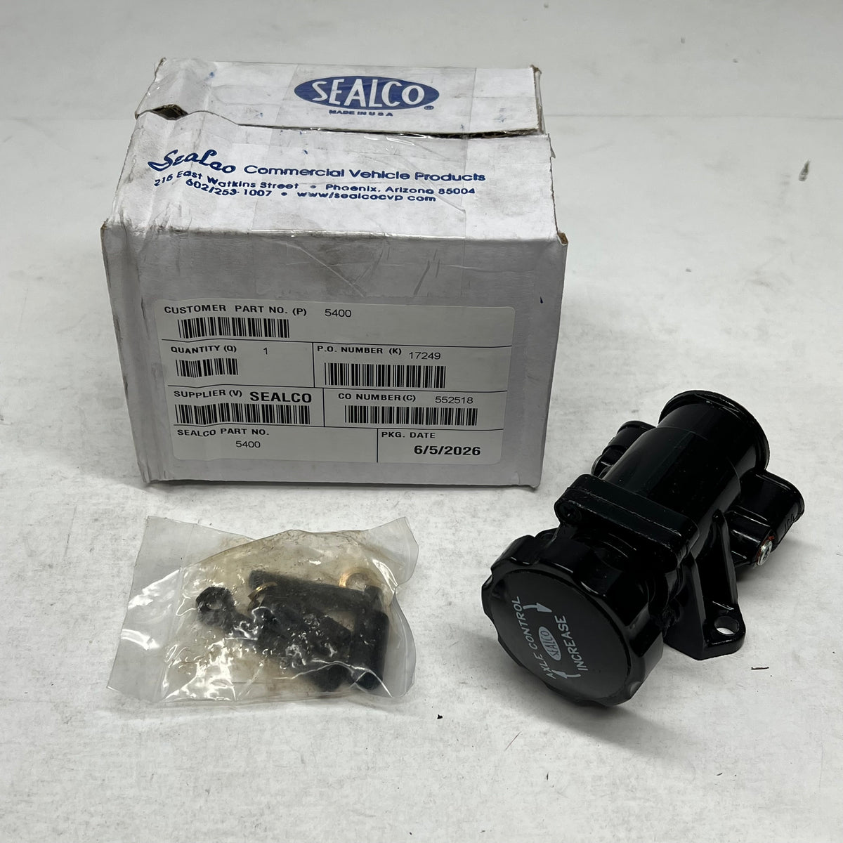 SEALCO Compressor Pressure Control Valve Straight Through 1/4" NPT Port 5400
