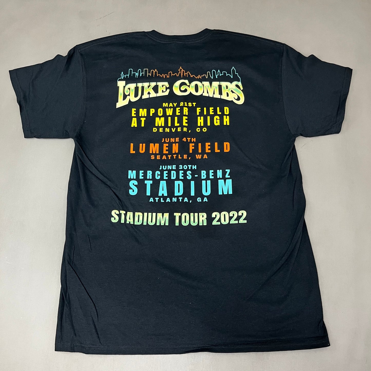 Luke Combs Stadium Tour 2022 Gildan Short Sleeve T-Shirt Unisex Sz L Black (New)