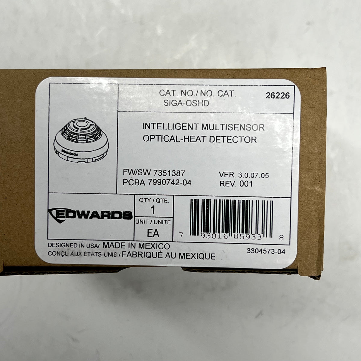 EDWARDS Intelligent Multi-criteria Optical Smoke And Heat Detector SIGA-OSHD