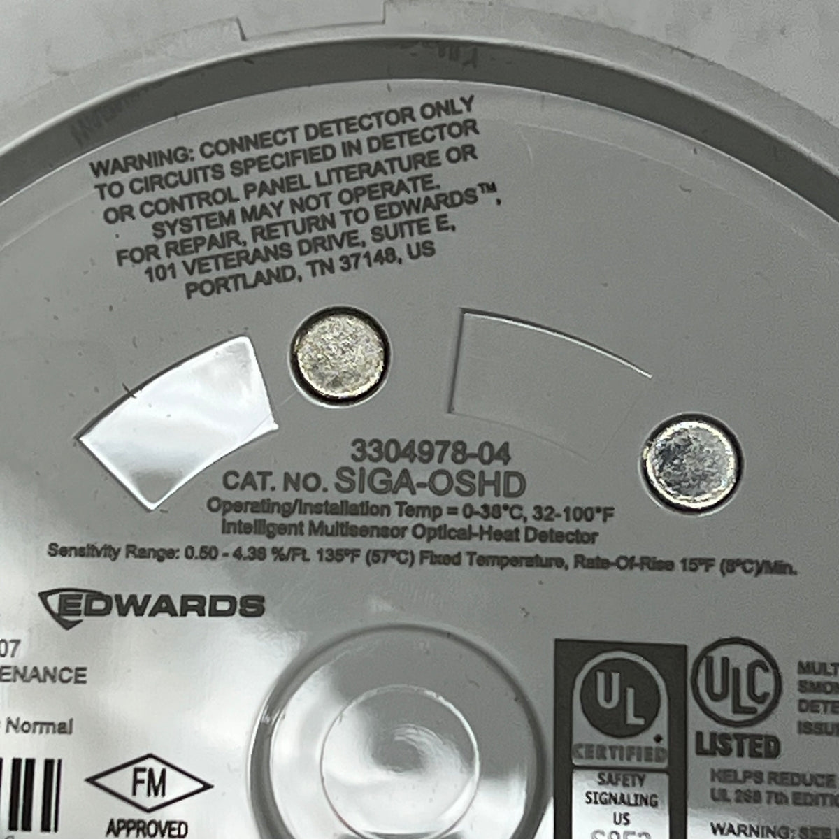 EDWARDS Intelligent Multi-criteria Optical Smoke And Heat Detector SIGA-OSHD