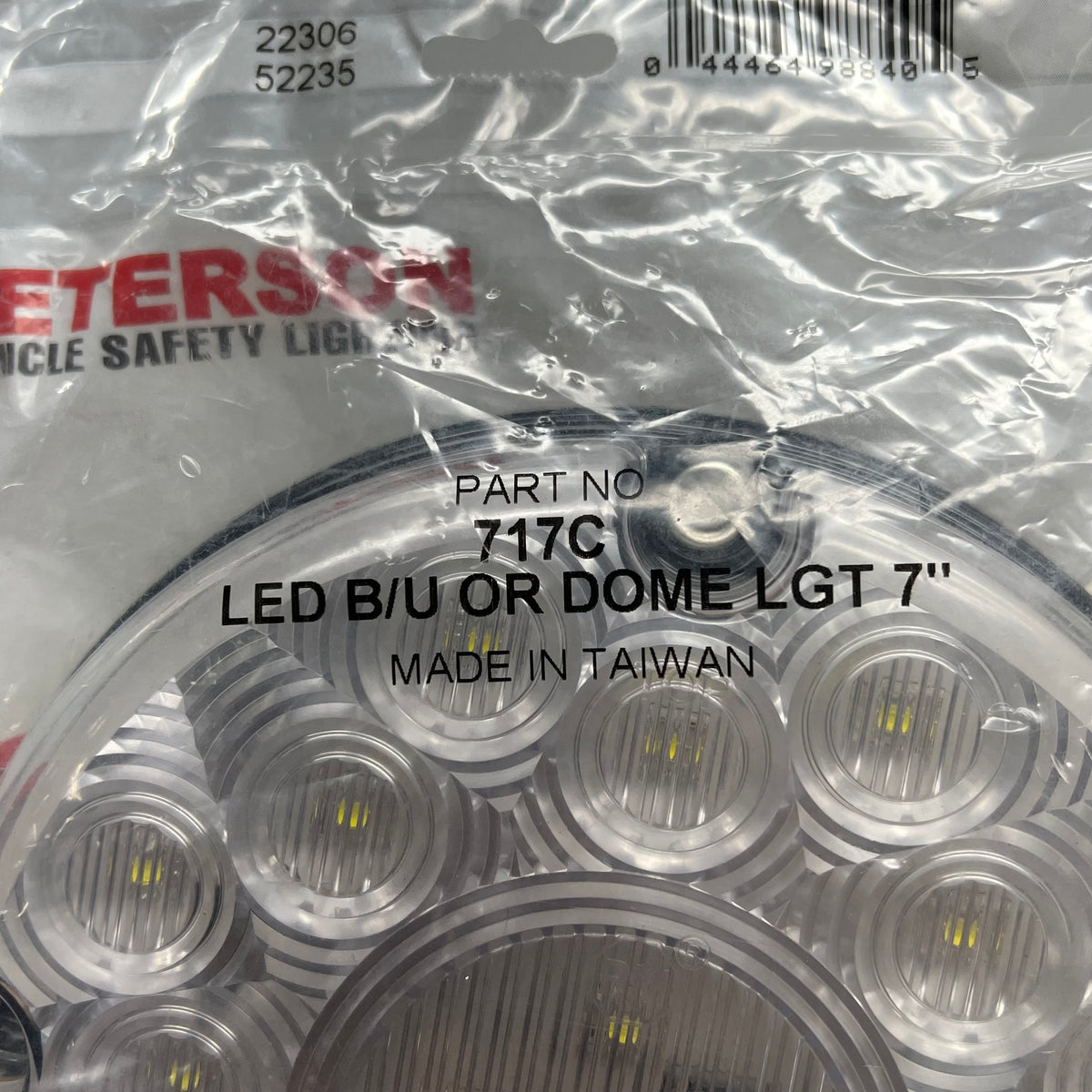 PETERSON Led Back-up Or Dome Light Hard-wire 7" Round Great White PET-717C