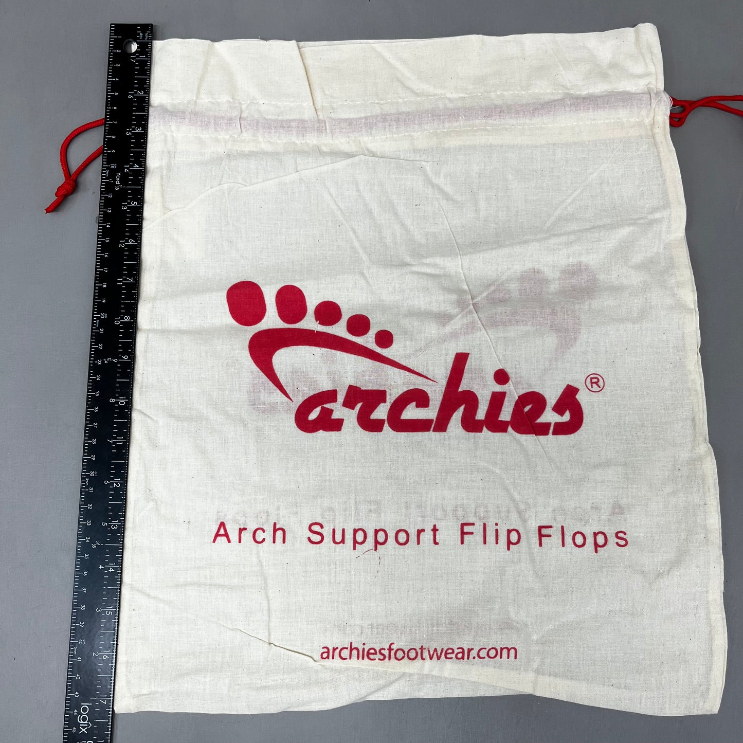 ARCHIES 4-PACK! Cotton Carry Bags for Footwear Flip Flop Sandals 17"x14" Tan (New)