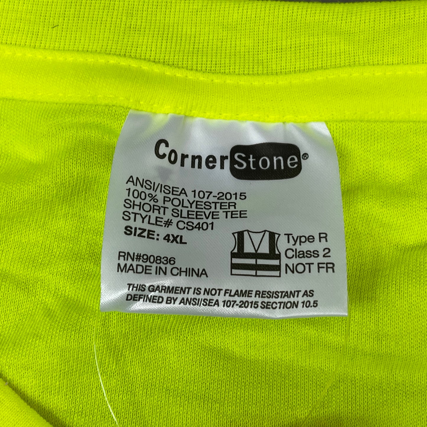 CORNERSTONE Pack of 6! Yellow Reflective Shirts Unisex Sz-4XL Neon Yellow (New)