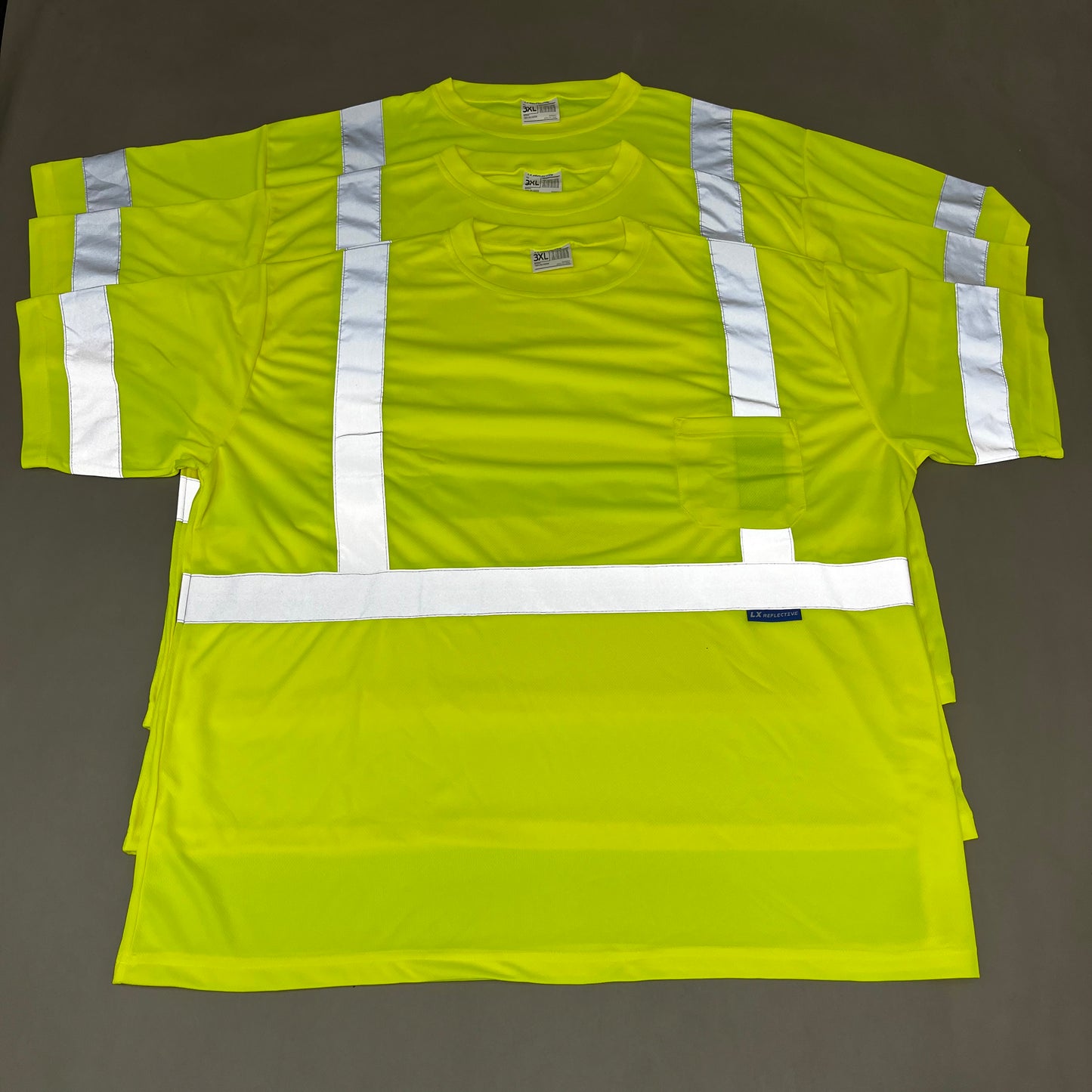 LX REFLECTIVE Pack of 3! Yellow Reflective Shirts Unisex Sz-3XL Neon Yellow (New)