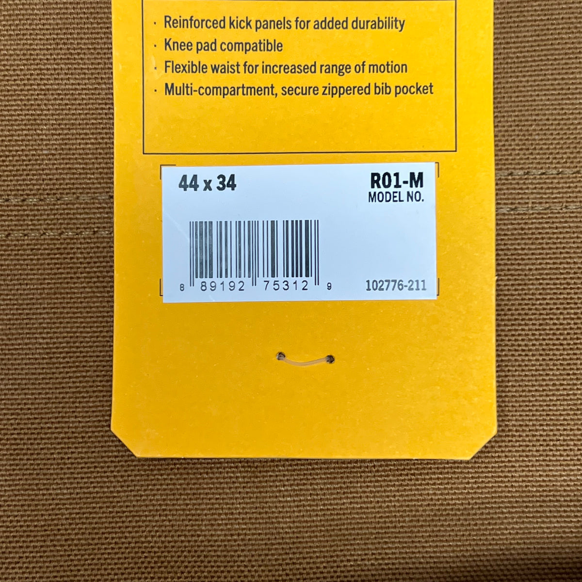 CARHARTT Iconic R01 Duck Bib Overall Men's Sz 44x34 Relaxed Fit Carhartt Brown