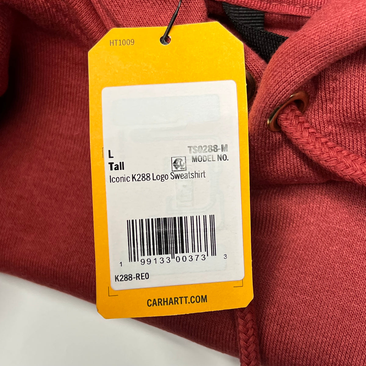 CARHARTT Iconic K288 Logo Sweatshirt Men's Sz Tall L Red K288-RE0 TS0288-M