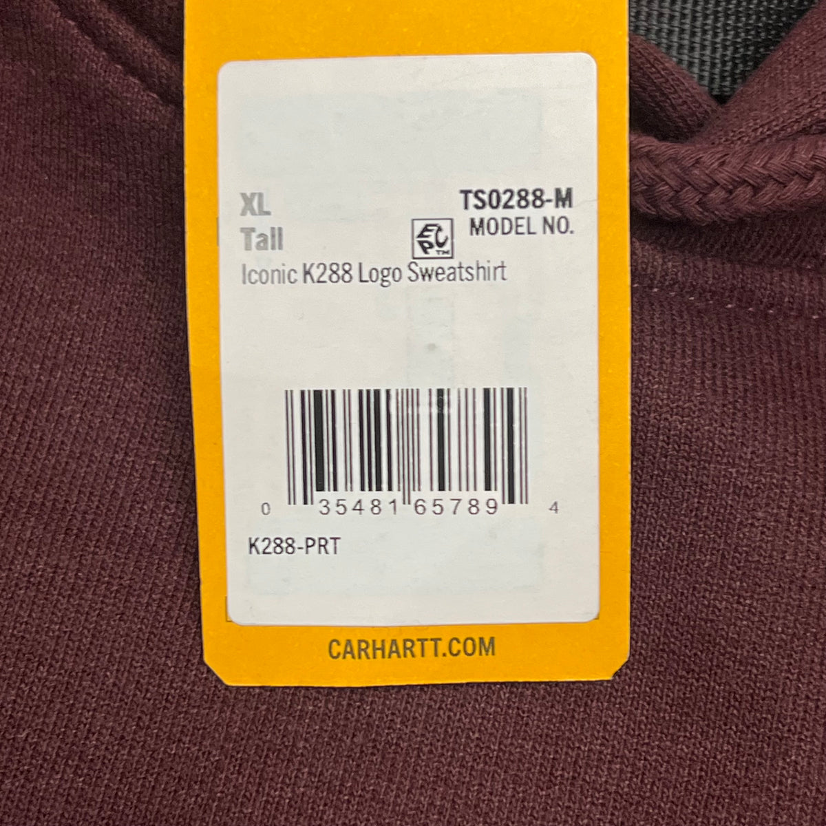 CARHARTT Iconic K288 Logo Graphic Sweatshirt Men's Sz Tall XL Port TS0288-M