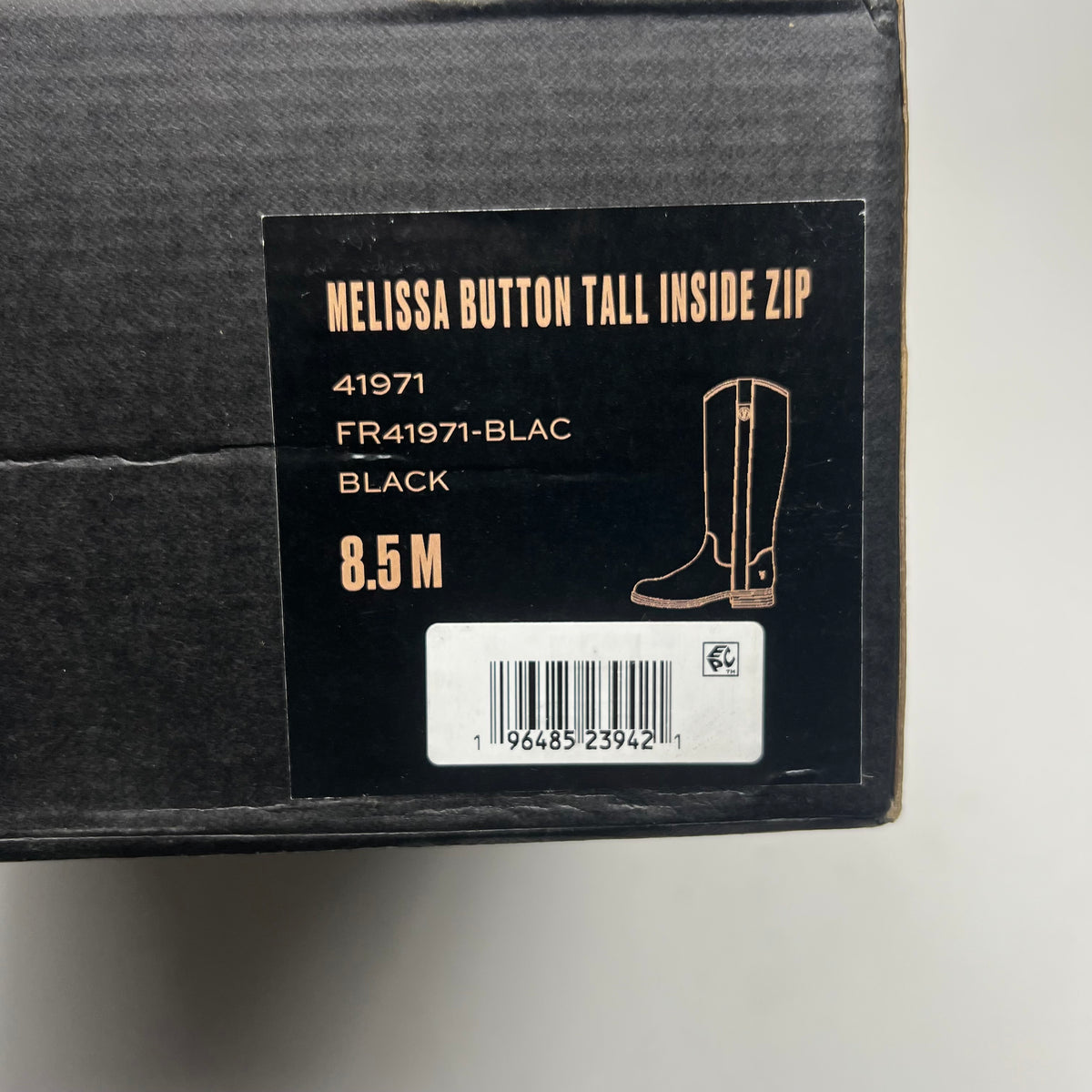 FRYE Melissa Button Tall Inside Zip Wide Calf Women's Sz 8.5M Black FR41971-BLAC
