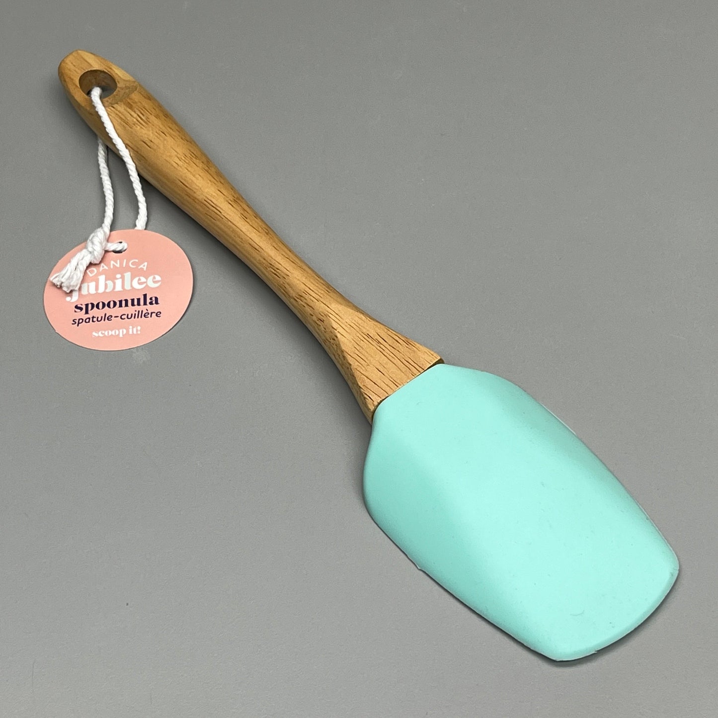 NOW DESIGNS Cats Meow Rubber Spoonula Wooden Handle 10" Teal 5113002 (New)