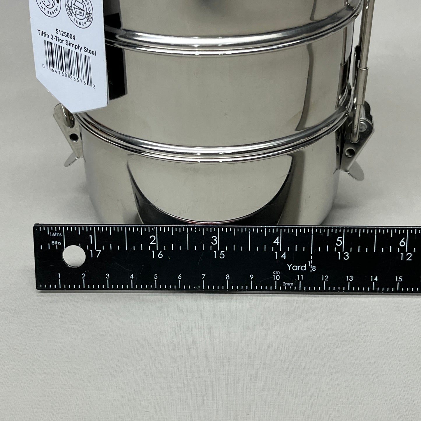 NOW DESIGNS Tiffin 3-Tier Simply Stainless Steel Food Container 7" x 6" 5125004 (New)