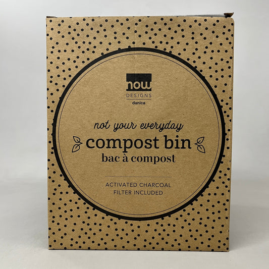 NOW DESIGNS Compost Bin Vintage Filter Included 7" x 8 1/2" Beige 5123002 (New Other)