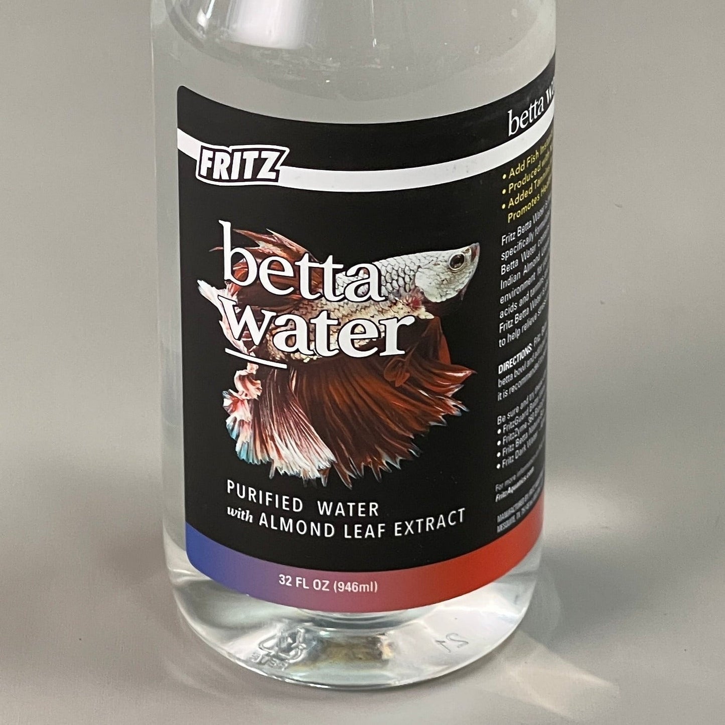ZA@ FRITZ Betta Water Pack of 8 (2 Gallons Total) Purified Water W/ Almond Leaf Extract 32 Oz (New) C