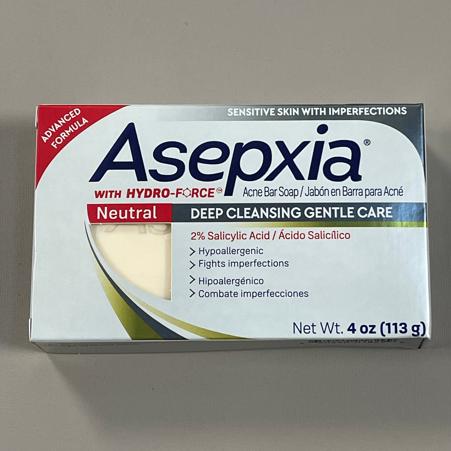 Z@ ASEPXIA Lot of 3 Neutral Deep Cleansing 2% SALICYLIC ACID Gentle Care Acne Soap 4 oz 2/23 (AS-IS)