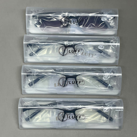 LUFF 4 PACK! Anti-Blu-Ray Reading Glasses Uv400, Sun Readers With Spring Hinges 1.25X (New)